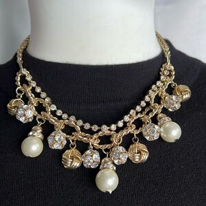 Bella Jack 15” Simulated Pearl Gold Tone Chunky Statement Necklace Wedding Guest